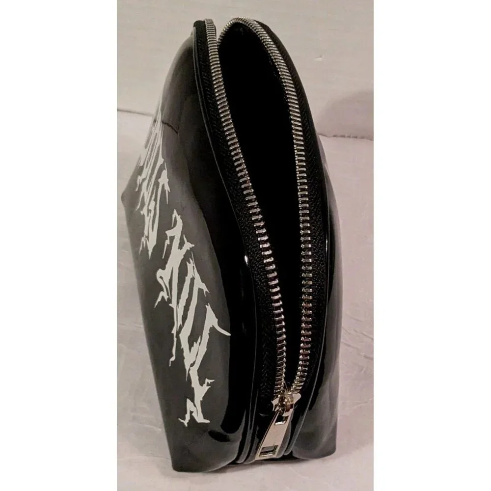 Dolls Kill Logo Bag Cosmetics Toiletry Pouch Makeup Travel Glossy Black Goth